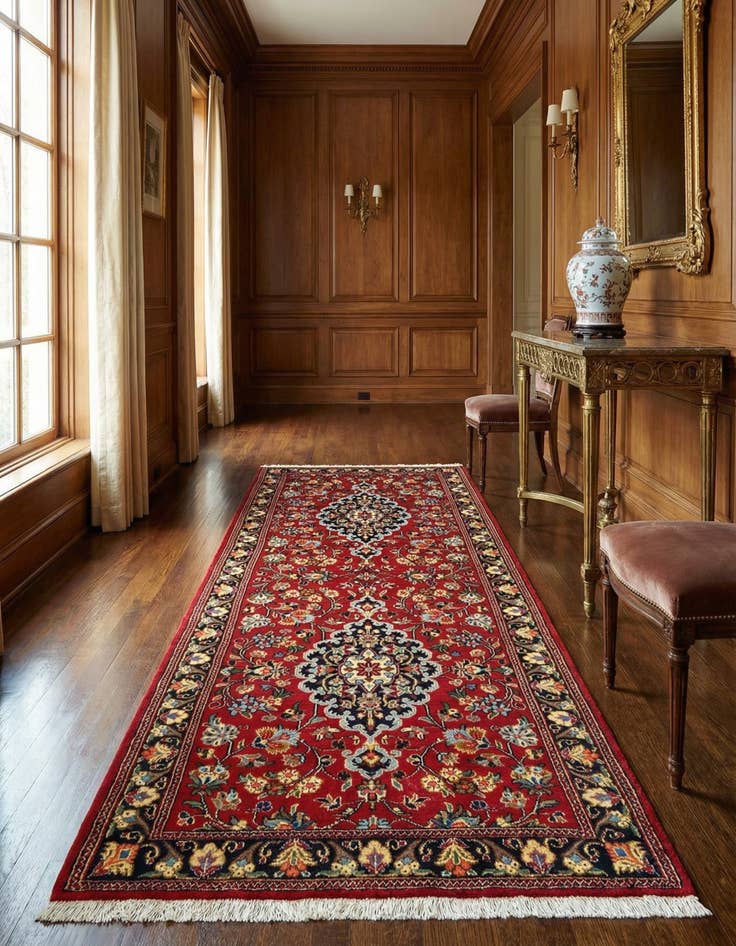 Detail image of 2' 9 x 6' 5 Hand Knotted Qom Persian Runner Rug