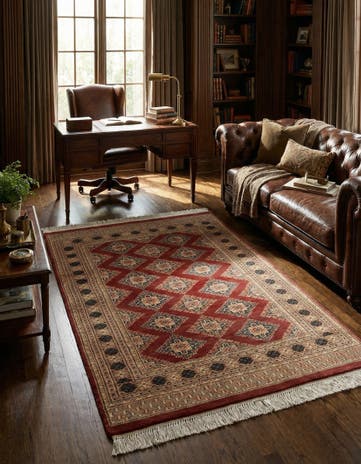 4' 3 x 6' 1 Hand Knotted Bokhara Oriental Wool Rug