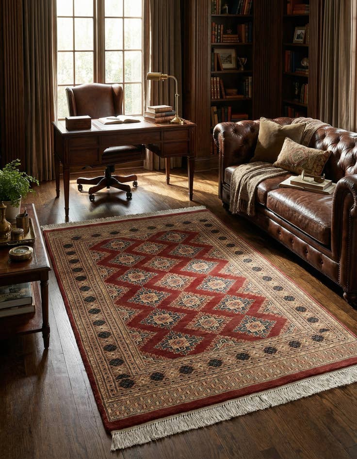 Detail image of 4' 3 x 6' 1 Hand Knotted Bokhara Oriental Wool Rug