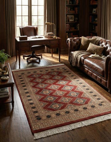 4' 3 x 6' 1 Hand Knotted Bokhara Oriental Wool Rug