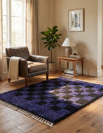 3' 4 x 4' 6 Hand Knotted Moroccan Wool Rug