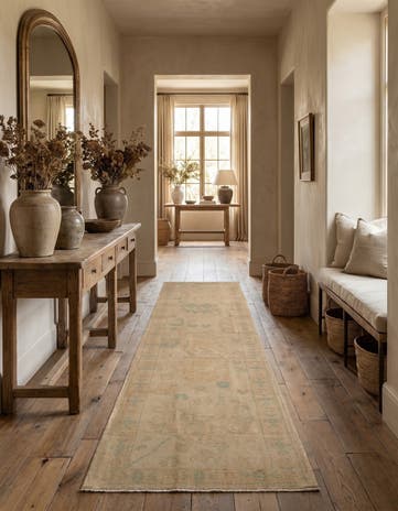 2' 8 x 11' 11 Hand Knotted Oushak Wool Runner Rug