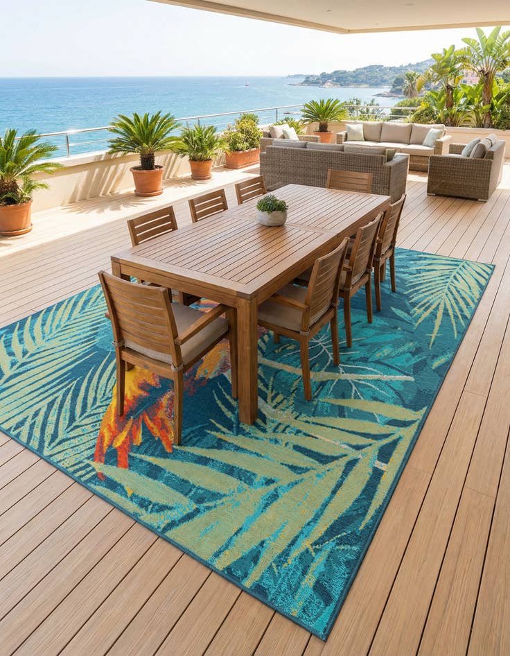 Detail image of 9' x 12' Washable Coastal Indoor / Outdoor Rug