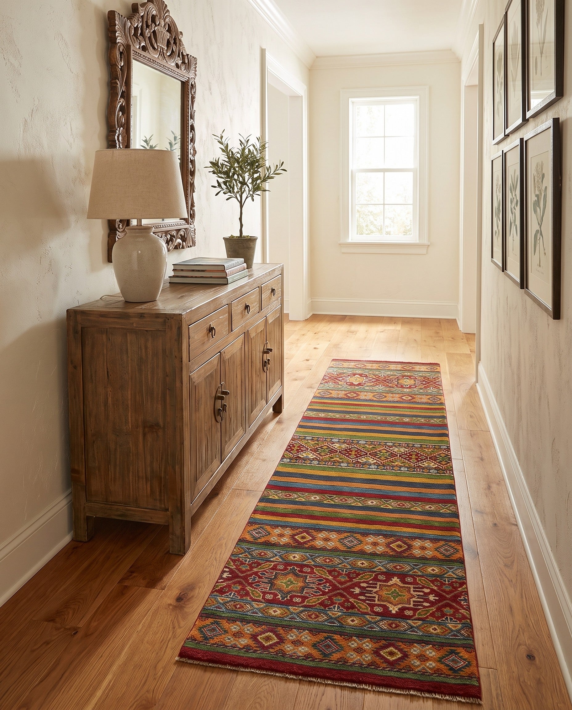 80cm x 300cm Hand Knotted Kazak Runner Rug
