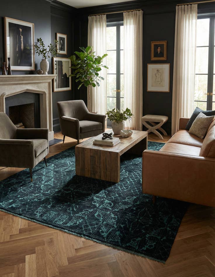 Detail image of 4' 9 x 7' 9 Hand Knotted Darya Rug