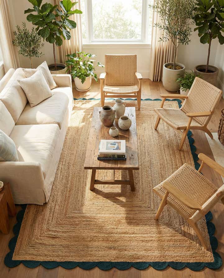 9' x 12' Handmade Scallop Braided Jute Rug