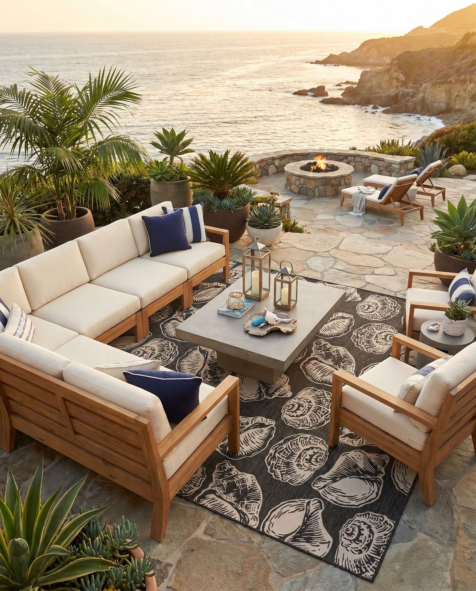 13' x 13' Easy-Clean Coastal Indoor / Outdoor Square Rug
