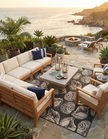 13' x 13' Easy-Clean Coastal Indoor / Outdoor Square Rug