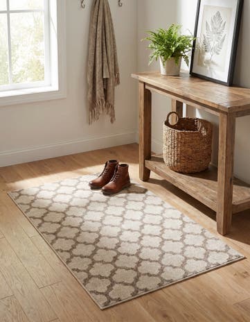Beige and Light Brown Lattice Rug