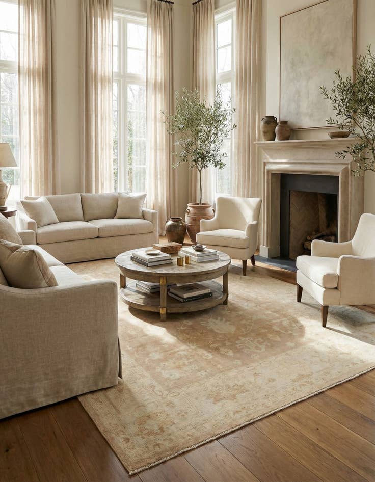 Detail image of 10' 2 x 13' 10 Hand Knotted Oushak Wool Rug