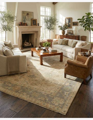 9' x 12' 1 Hand Knotted Oushak Wool Rug