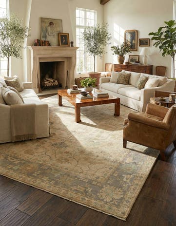 9' x 12' 1 Hand Knotted Oushak Wool Rug