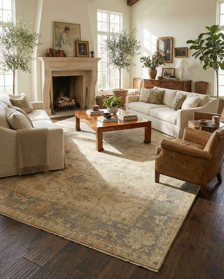 9' x 12' 1 Hand Knotted Oushak Wool Rug