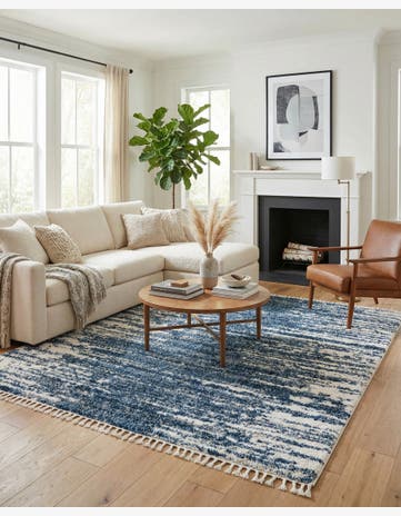 Blue Serenity Shag Square Rug