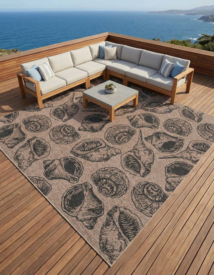 Detail image of 13' x 13'  Washable Coastal Indoor / Outdoor Square Rug