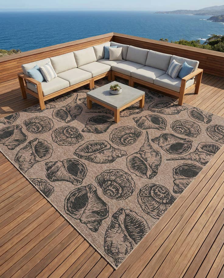 Detail image of 13' x 13' Easy-Clean Coastal Indoor / Outdoor Square Rug
