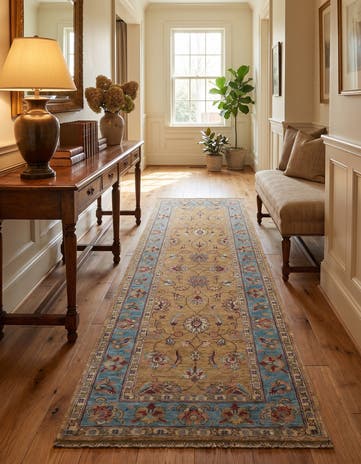 2' 6 x 6' 7 Hand Knotted Pershawar Ziegler Runner Rug