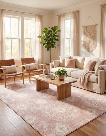 Ivory and Rose Pink Monte Carlo Rug