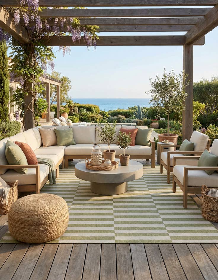 Detail image of 10' x 14' Washable Striped Indoor / Outdoor Rug