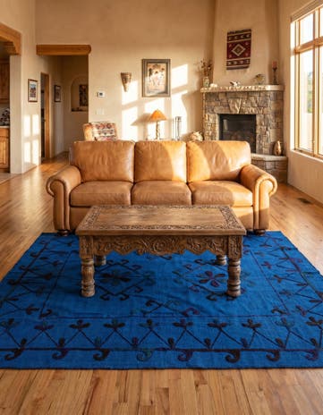 6' x 7' 4 Hand Woven Kilim Suzani Wool Square Rug