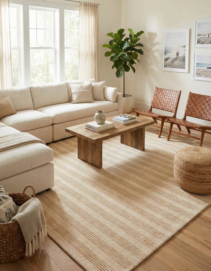 Detail image of 10' x 10' Jill Zarin Striped Wool Square Rug