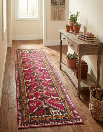 Pink Washable Mesa Runner Rug