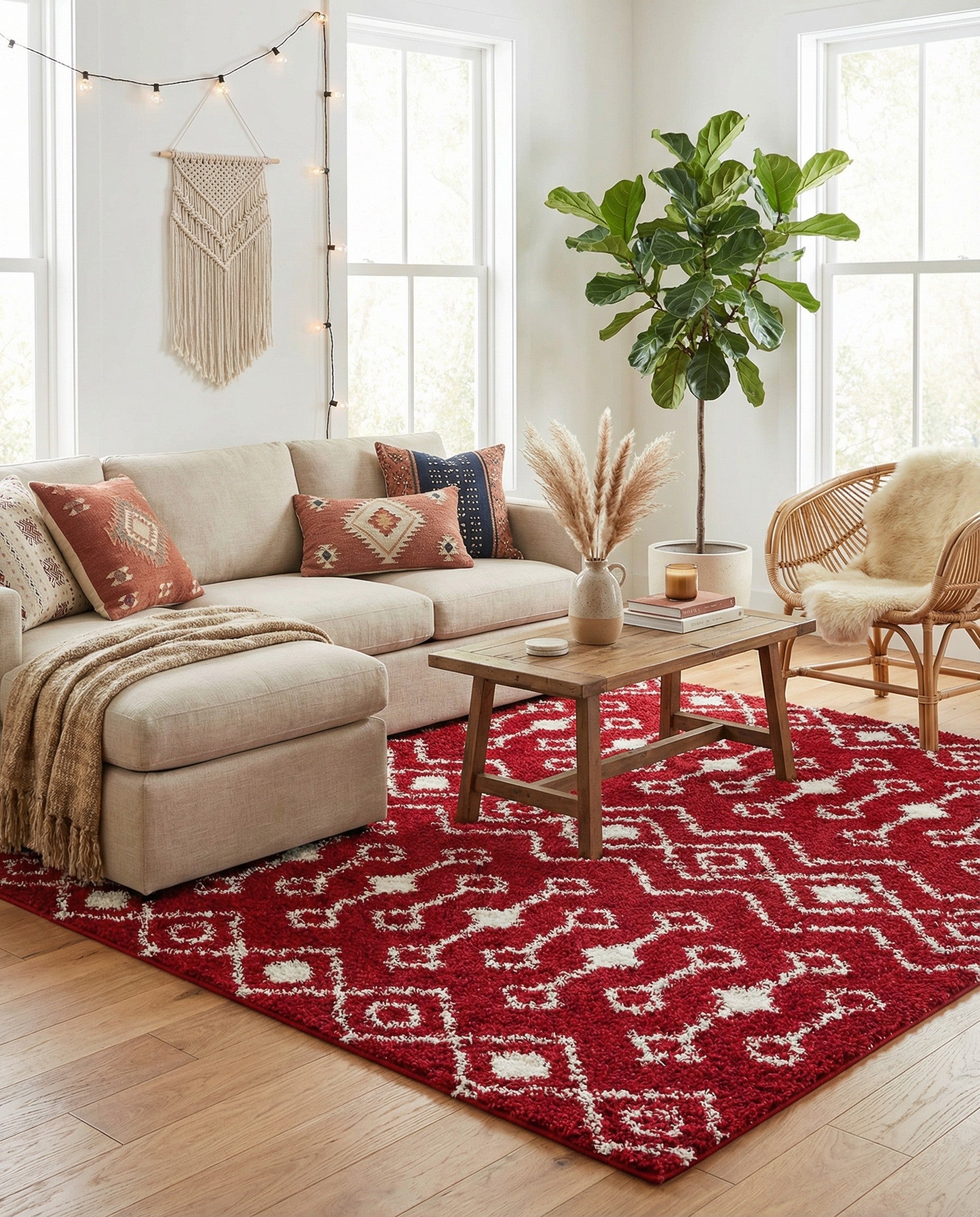 7' 10 x 7' 10 Moroccan Trellis Shag Square Rug
