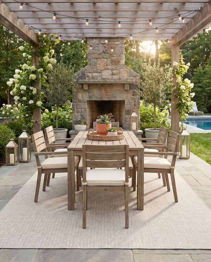 6' x 9' Easy-Clean Checkered Indoor / Outdoor Rug