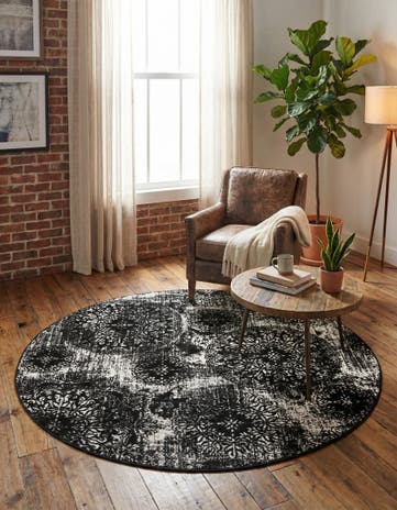 Black Monte Carlo Round Rug