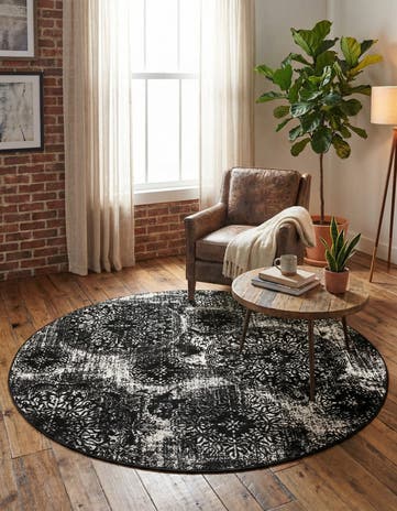 Black Monte Carlo Round Rug