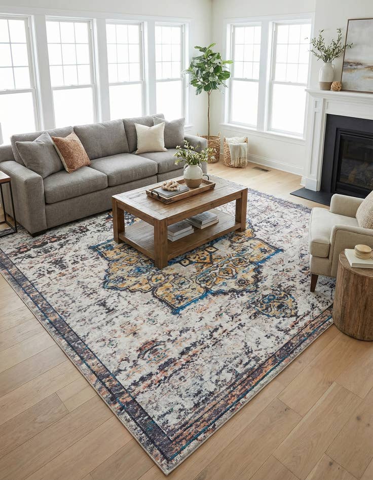 Detail image of 10' 6 x 10' 6  Washable Renaissance Square Rug