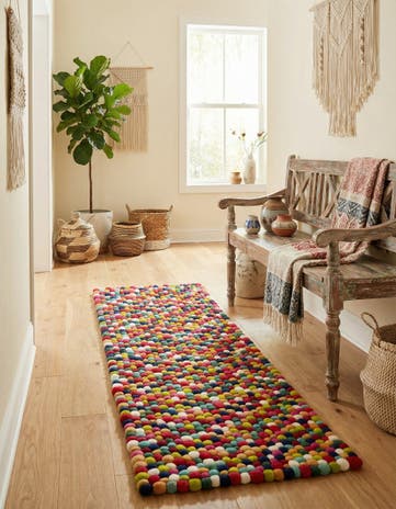 2' 2 x 6' 1 Felt Ball Wool Runner Rug