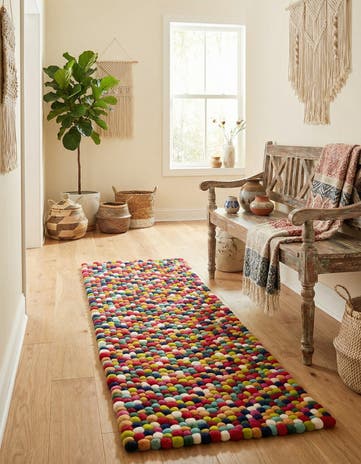 2' 2 x 6' 1 Felt Ball Wool Runner Rug
