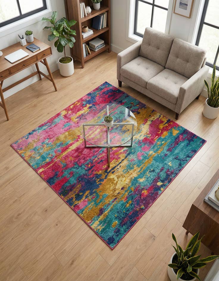 Detail image of 5' 3 x 5' 3 Washable Theia Square Rug