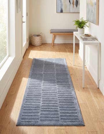 Slate Blue Textura Designer Runner Rug