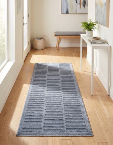 Slate Blue Textura Designer Runner Rug