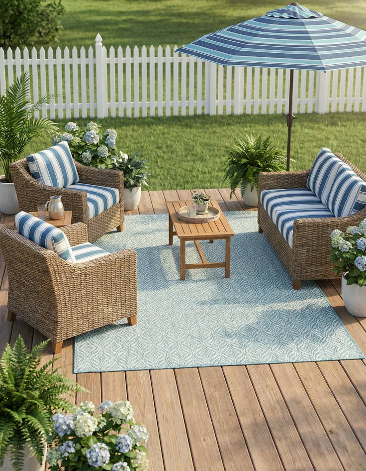 Detail image of 5' 3 x 8'  Washable Trellis Indoor / Outdoor Rug