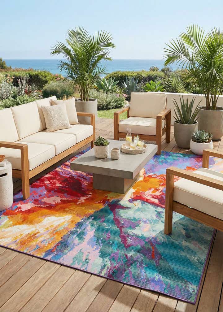 7' 10 x 10' Easy-Clean Modern Indoor / Outdoor Rug