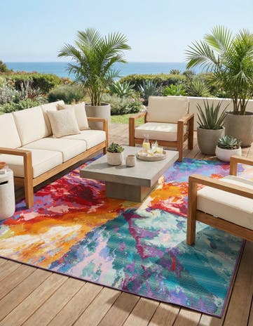 7' 10 x 10' Easy-Clean Modern Indoor / Outdoor Rug
