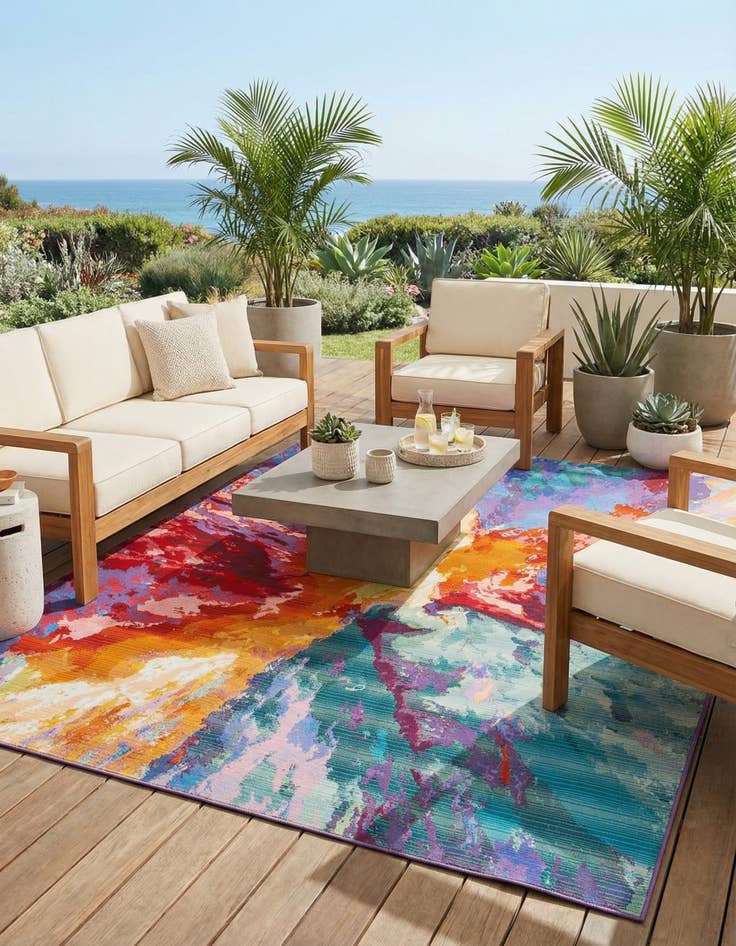 Detail image of 7' 10 x 10' Easy-Clean Modern Indoor / Outdoor Rug