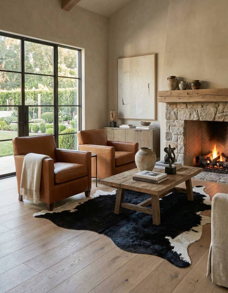 Detail image of 6' 1 x 6' 3 Cowhide Leather Square Rug