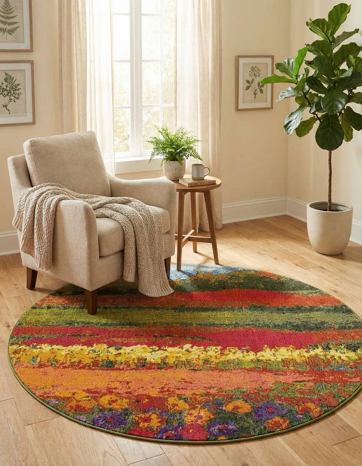 Detail image of 6' x 6' Washable Hyacinth Round Rug