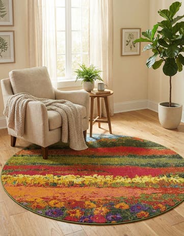 Washable Hyacinth Round Rug