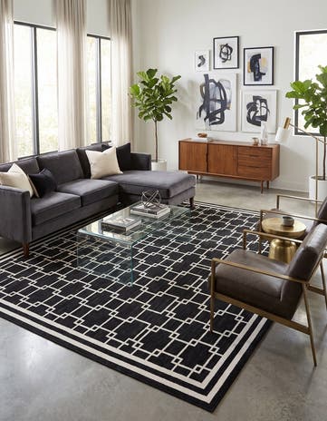 Jill Zarin Black Metropolitan Uptown Square Rug