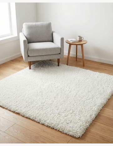 White Zermatt Shag Square Rug