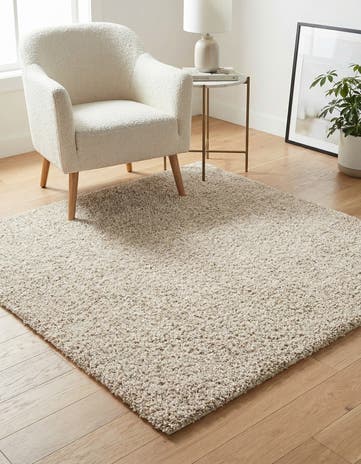Oatmeal Beige Soft Solid Shag Square Rug