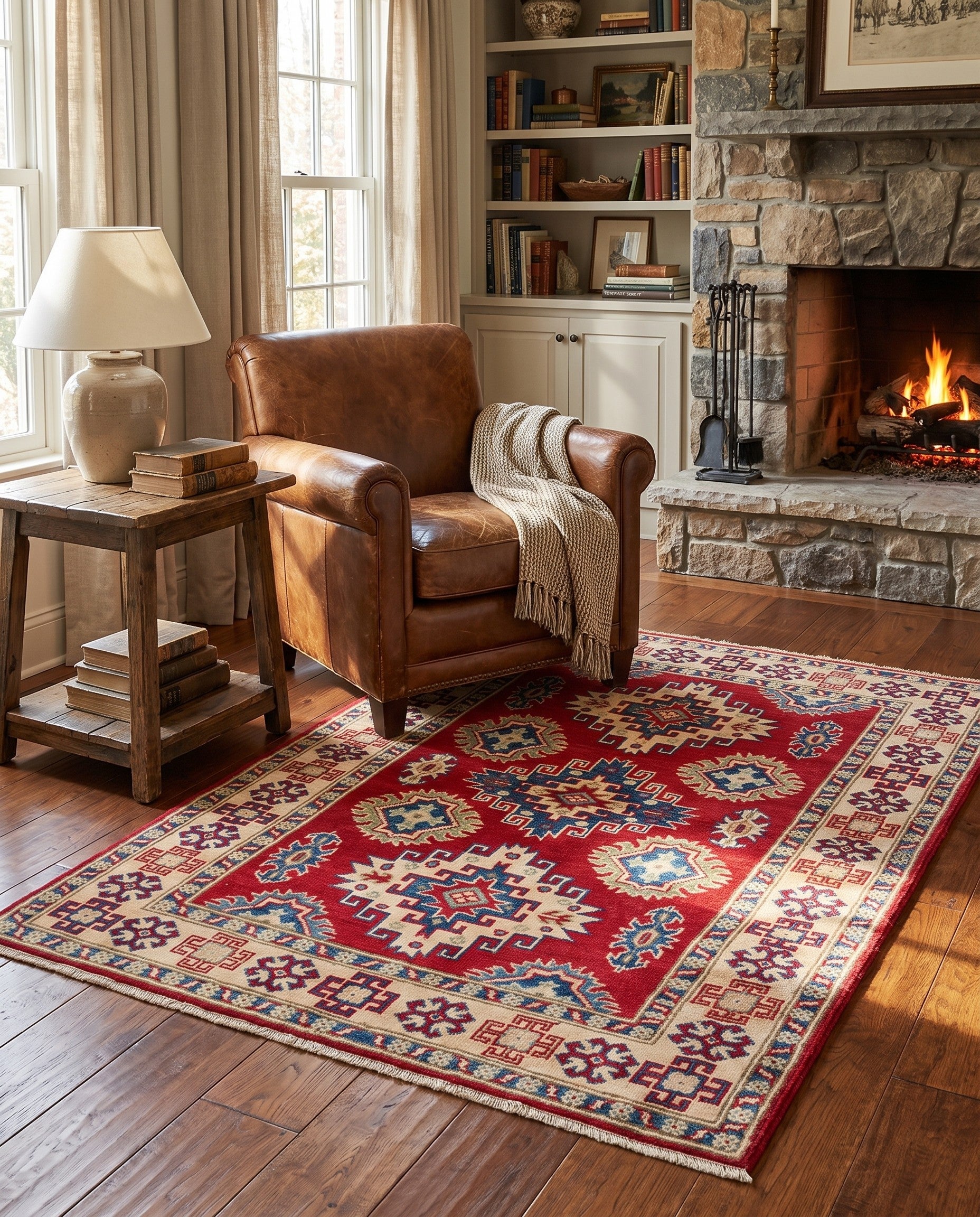 3' 5 x 4' 10 Hand Knotted Kazak Rug