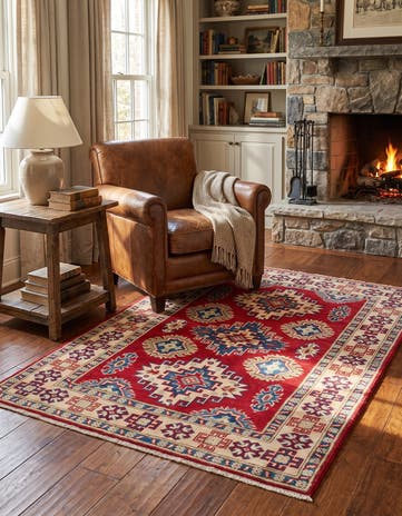 3' 5 x 4' 10 Hand Knotted Kazak Rug