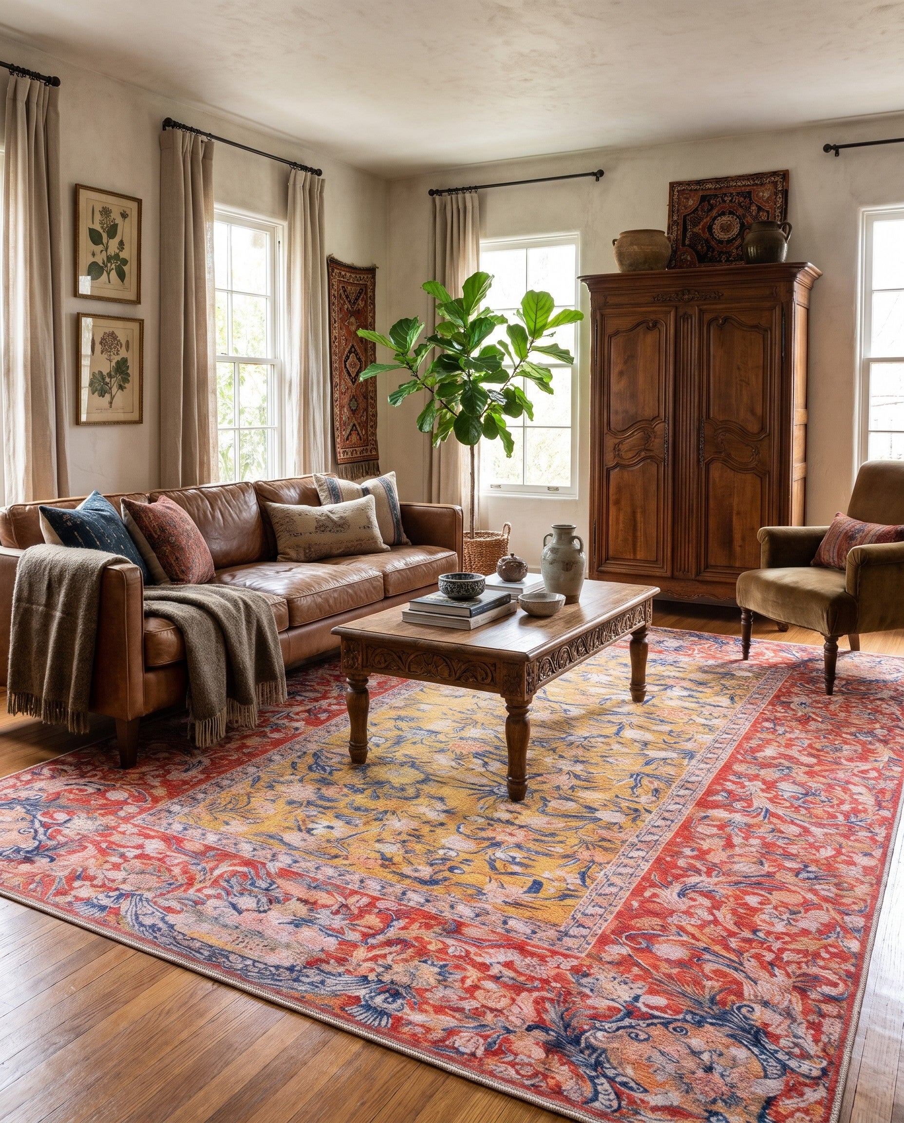 Saffron Yellow and Crimson Red Boutique Rug