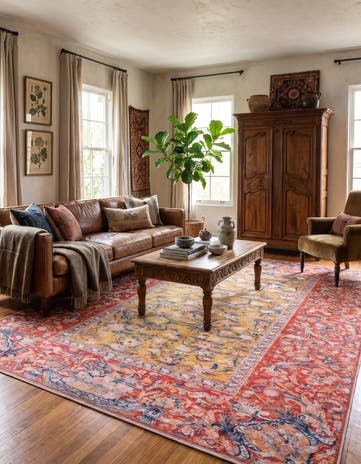 Saffron Yellow and Crimson Red Boutique Rug